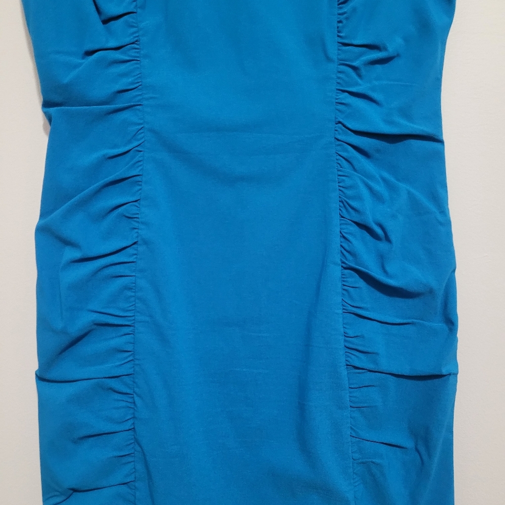 Adrianna Papell | Surf Spray Blue | Ruched, Cap Sleeve, Sheath Dress | Size 12 - Picture 2 of 4